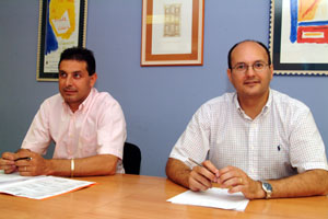 Imatge d'arxiu de Francesc Esquiu, a l'esquerra, amb el seu company de partit Joaquim Millan. FdG