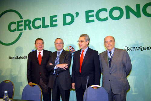 Gerhard Schroder (ex-canciller Alemania), Josep Piqué, Ernesto Zedillo (ex-president de Mexic) i Joaquin Almunia. fdg/ carles castro