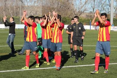 Eix. Els jugadors del FC Vilafranca celebrant la victòria
