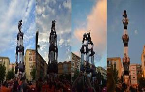 Els Castellers de Les Roquetes celebren el seu aniversari descarregant la clàssica de set. Castellers de  Roquetes