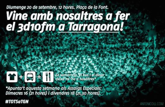 Repte dels Castellers de Vilafranca per fer el 3 de 10 amb folre i manilles a Tarragona. EIX