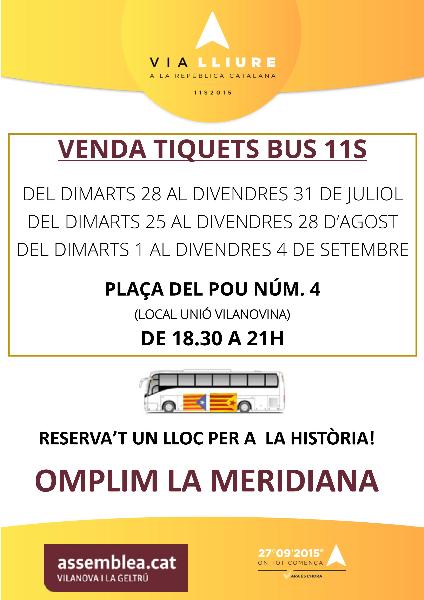 Venda de tíquets de bus a Vilanova i la Geltrú per l'11S a la Meridiana. EIX