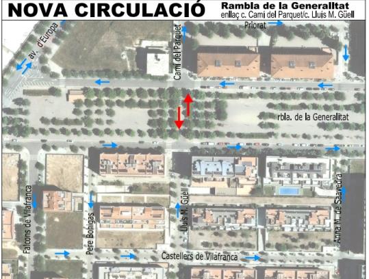 Doble sentit de circulació al vial que creua la rambla de la Generalitat de Vilafranca. EIX