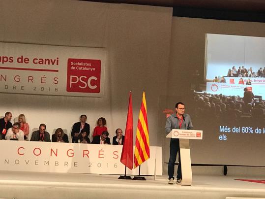 El primer secretari dels socialistes de l’Alt Penedès i el Garraf, Juan Luis Ruiz, al congrès del PSC. PSC
