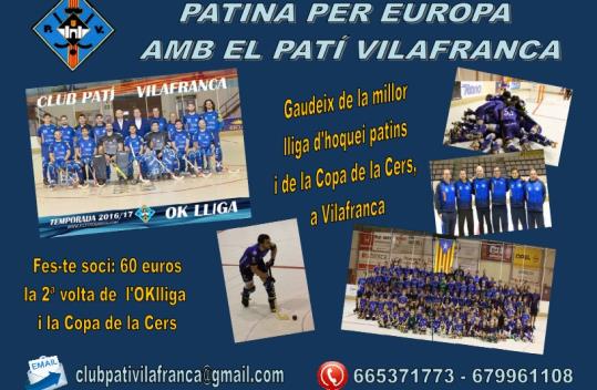 El Club Patí Vilafranca engega una campanya fer front a les despeses de la competició europea. EIX