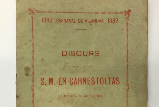 El sitgetà Ramon Soler localitza un sermó del Carnestoltes de Vilanova de 1882. EIX