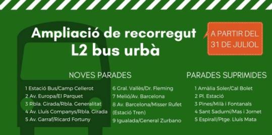 La línia L2 del bus urbà de Vilafranca donarà servei als barris de la Girada i Molí d’en Rovira. EIX