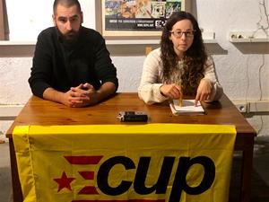 Imatge de la roda de premsa de la CUP de Sant Sadurní. Eix