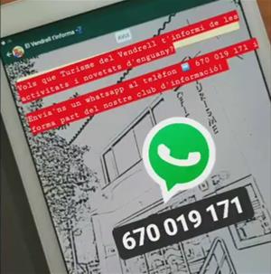 Turisme del Vendrell obre una llista de difusió de Whatsapp per informar sobre activitats i novetats. EIX