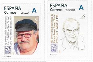 Pere Tàpias i Ramon Ferrer Parera, nous segells personalitzats promoguts per la Penya Filatèlica de Vilanova. EIX
