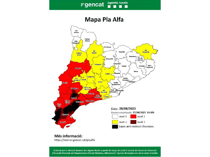 Els Agents Rurals mantenen el perill d'incendi forestal al sud de Catalunya malgrat les pluges. ACN
