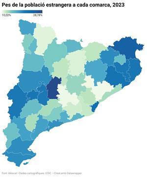 A Catalunya hi residien 1,3 milions d'estrangers el 2023, un 10% més que l'any anterior. ACN