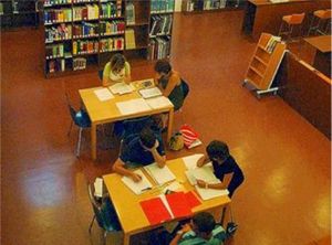 Imatge interior de la biblioteca Joan Oliva de Vilanova. FdG | C. Castro