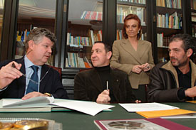 La signatura del conveni es va produir a la biblioteca del Museu del Ferrocarril. fdg/c.castro