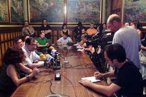 Sixte Moral a la roda de premsa d'aquest matí on ha donat les explicacions de la seva dimissió. fdg/carles castro