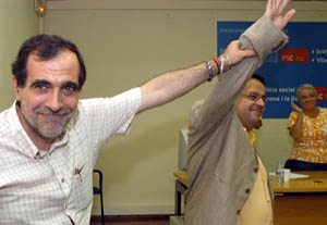Sixte Moral i Joan Ignasi Elena al final de l'assamblea. fdg/carles castro