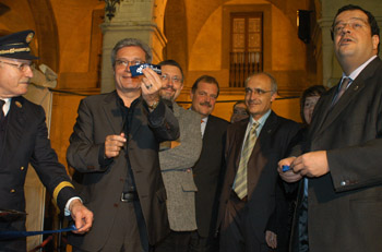 Joan Saura i Ignasi Elena inauguren la 15a edició de la Fira de Novembre.FdG/Rita Lamsdorff