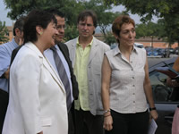 Carme Figueras a l'arribada a l'Hospital de Sant Antoni Abat. Solblau