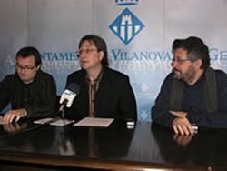 Tomàs Álvaro, Jordi Valls i Juan Luis Ruiz durant la roda de premsa d'aquest matí