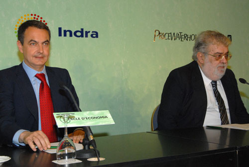 El president José Luis Rodríguez Zapatero i José Manuel Lara president del Cercle d'Economia. fdg/ carles castro