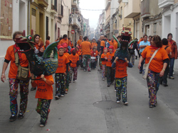 Els bessons a Badalona, aquest dissabte. Foto: Elisabet Borràs/ Ass. Amics del Drac de la Geltrú.