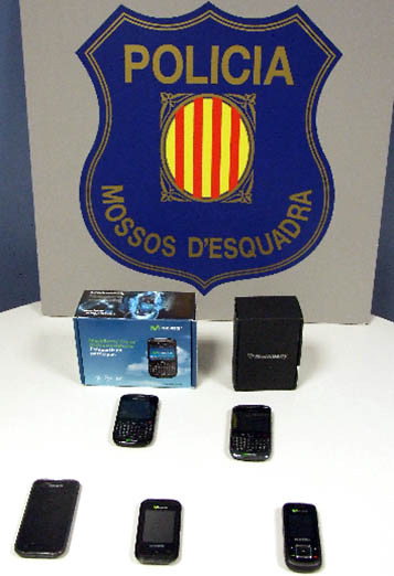 Mossos d'Esquadra. El valor total dels telèfons mòbils és de 2.399 euros