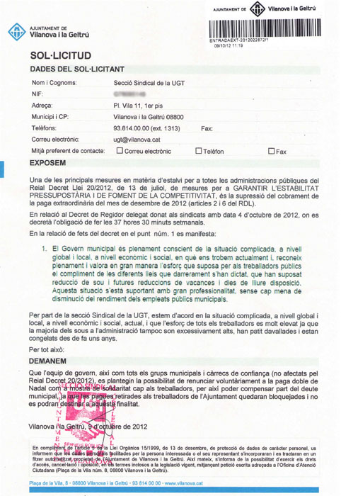VD. Els sindicats demanen als polítics que renunciïn a la paga extra
