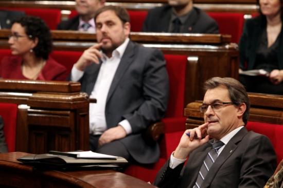 Artur Mas i Oriol Junqueras a l'hemicicle. foto/ACN 