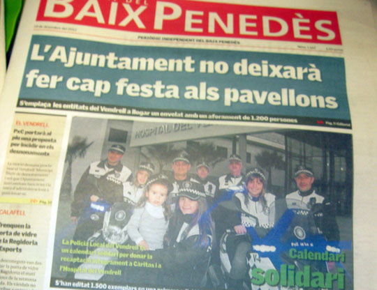 Portada del diari del Baix Penedès d'avui