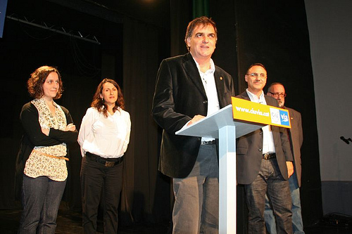 Imatge d'arxiu de Lluís Giralt durant la presentació electoral de CiU Via