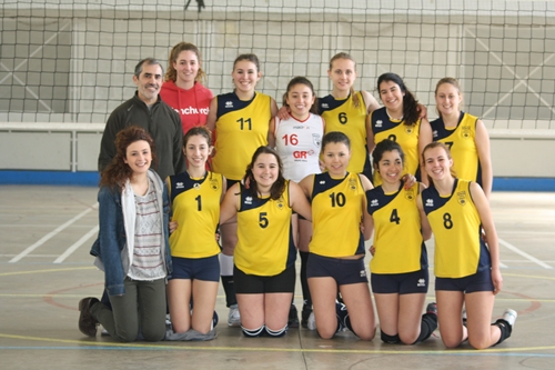 Foto de grup del juvenil femení de l'equip de voleibol del Mallafré