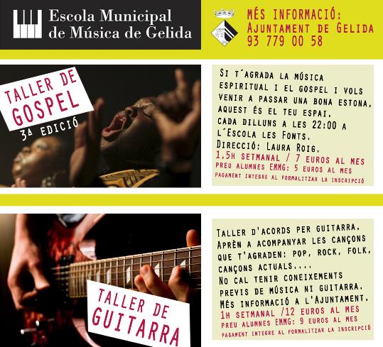 EIX. Nous tallers de gospel i guitarra a Gelida