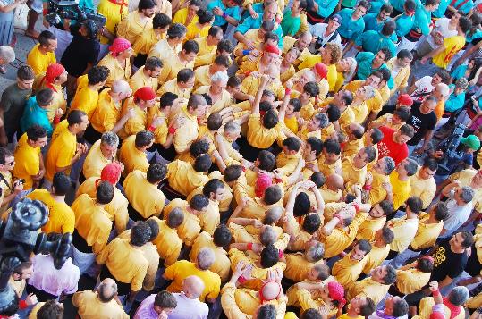 Maite Gomà. Vista aèria del muntatge de la pinya del 4d8 de la passada festa major