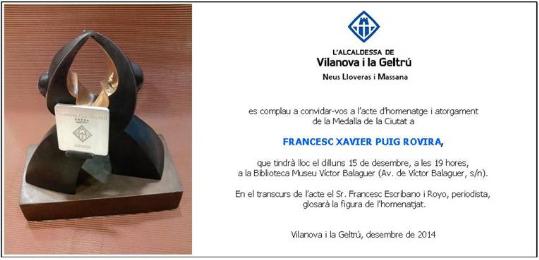 Medalla de la ciutat a Francesc Xavier Puig-Rovira