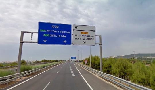 Eix. Cartell de la sortida 3 de la C-32