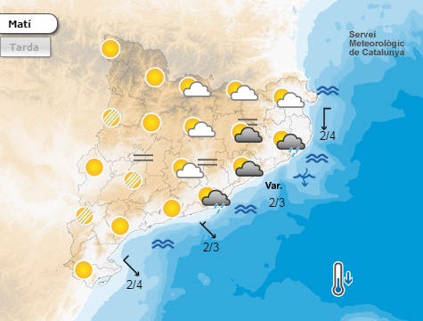 EIX. Dissabte 8 es preveu una jornada assolellada, tot i que a punts del sector central del litoral es formaran alguns núvols que podrien deixar ruixa