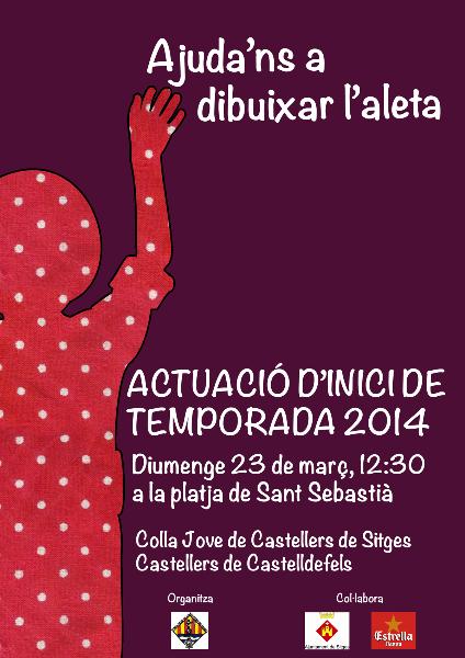 EIX. Diumenge, castells a la platja de Sant Sebastià de Sitges