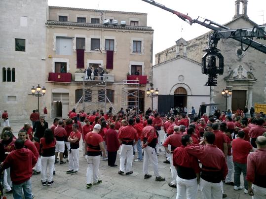 Xicots de Vilafranca. Els Xicots de Vilafranca viuen una jornada intensa d'enregistrament d'un anunci