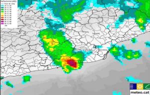 Imatge del radar en el moment més intens de la tempesta