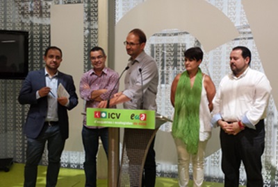 ICV. Joan Herrera i Joan Mena, amb Jordi Del Rio i Fabian Mohedano, representants d'Avancem