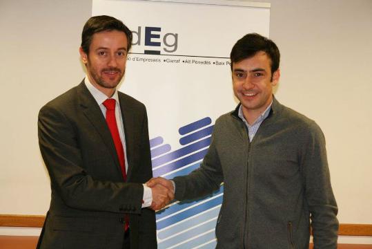 Eix. Jordi Solé, president de lADEG, i Carlos Alcover president de 'Menja't Vilanova'