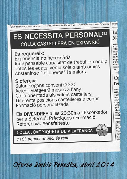 EIX. La Jove de Vilafranca engega una campanya de captació de nous castellers