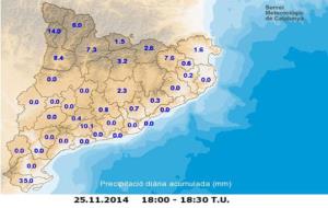 Meteo.cat. Precipitació acumulada a les 18 hores