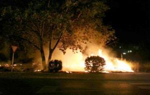Ajuntament de Sitges. Un incendi afecta 100 m2 de matolls a la Llevantina