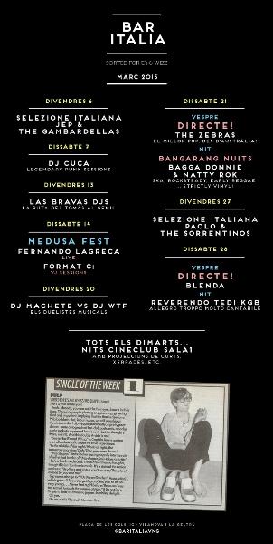 Diferents concert al Bar Italia