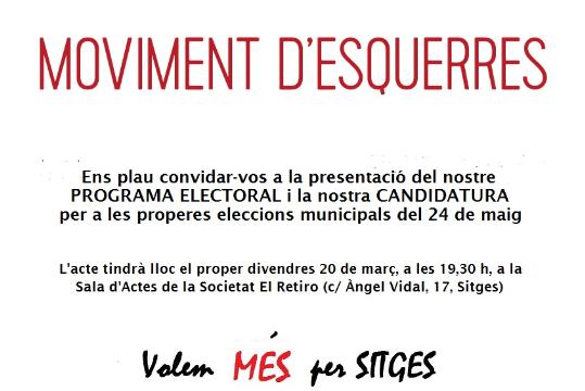 Presentació del programa de Moviment d'Esquerres de Sitges