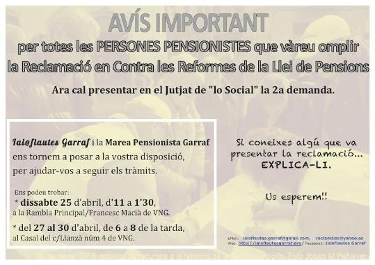 Reclamació en Contra de les Reformes de la Llei de Pensions