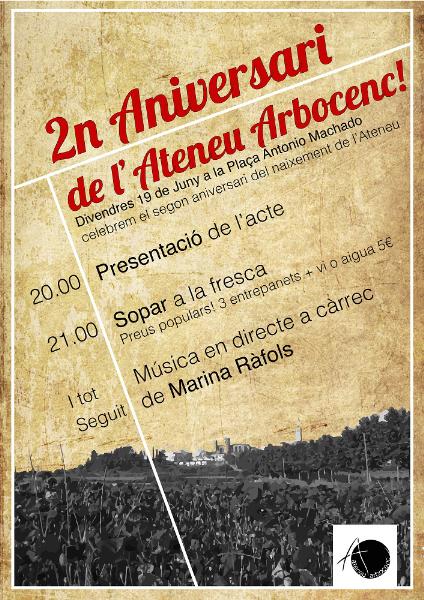 Festa del segon aniversari de l'Ateneu Arbocenc