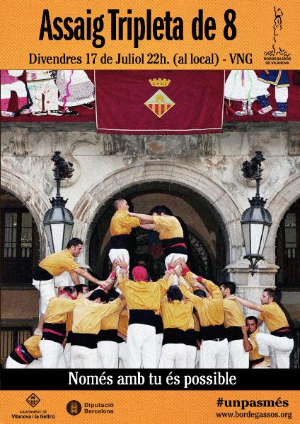 Assaig de triplet de vuit dels Bordegassos