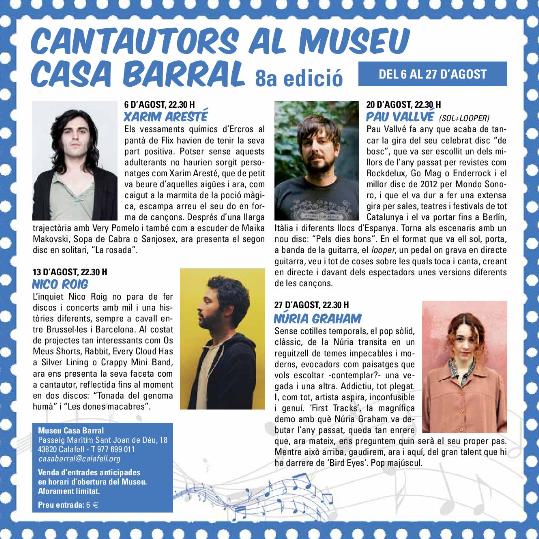 Cicle de Cantautors al Museu Casa Barral